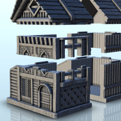 Maison médiévale avec annexe cheminée et murs à motifs (4)