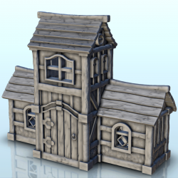 Medieval wooden house with...