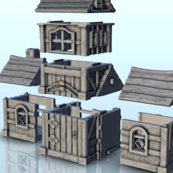 Maison médiévale en bois avec tour et double annexes (5)