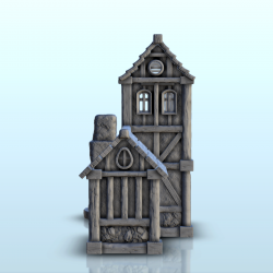 Maison médiévale en bois avec tour et double annexes (5)