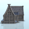 Medieval house in wood and stone with canopy and concave roof (12)