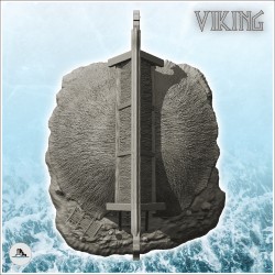 Grenier viking surélevé avec escalier d'accès et toit en chaume (1)