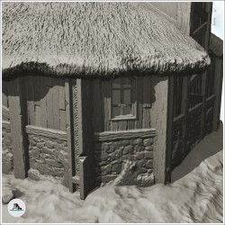 Raised Viking attic with access stairs and thatched roof (1)