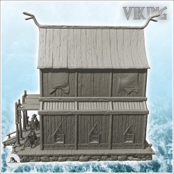 Armurerie viking à étage avec plate-forme en pierre et colonnes (3)
