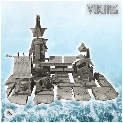 Grand palais viking à tour avec accessoires et annexe de stockage (7)