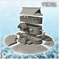 Palais viking avec large auvent et puits (10)