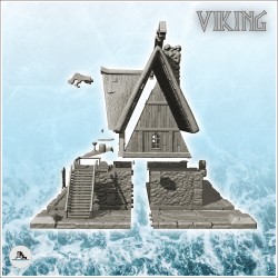 Grande demeure viking à étage avec escalier d'accès et auvent (11)