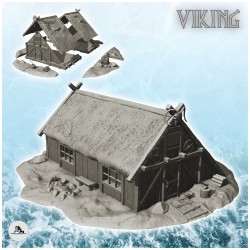 Viking house with sloping...
