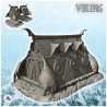 Viking house with large wooden entrance and pebbles on floor (16)