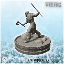 Guerrier viking avec deux haches et crâne rasé (1)