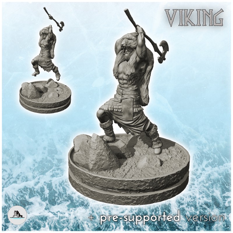 Guerrier viking avec hache et peau de bête (3)