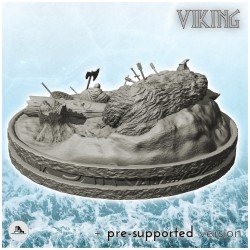 Guerrier viking assis à côté de carcasse de sanglier géant (4)