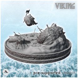 Guerrier viking assis à côté de carcasse de sanglier géant (4)