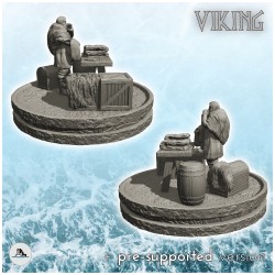 Marchand de peau viking avec caisses et table en bois (5)