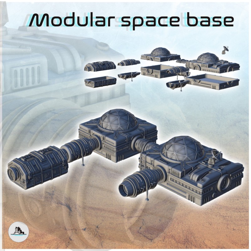 Modular space base with domed living quarters (1)