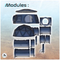 Modular space base with corridor and dome (2)