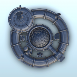 Base circulaire avec réservoirs, antennes et dôme (6)