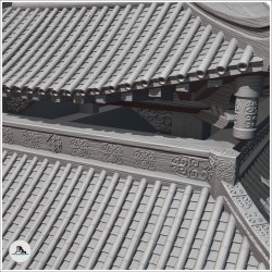 Large temple asiatique avec plate-forme à rambardes et escalier d'accès (32)