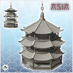 Asian hexagonal pagoda with...