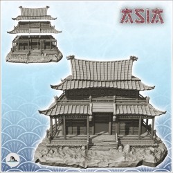 Temple asiatique avec étage et escaliers d'accès (34)