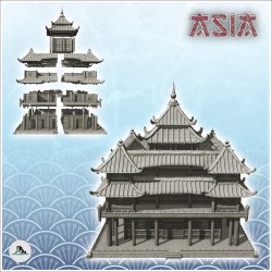 Grand palace asiatique avec tour principale et triple étages (38)