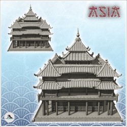 Grand palace asiatique avec tour principale et triple étages (38)