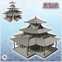 Bâtiment asiatique avec double étage et large auvent (39)