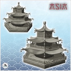 Asian temple on stone platform with lanterns (41)