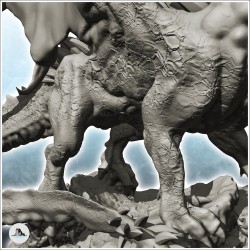 Dragon à la gueule ouverte avec queue à pointes sur rocher (12)