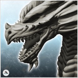 Dragon à la gueule ouverte avec queue à pointes sur rocher (12)