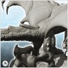 Dragon with double big horns on rock (13)