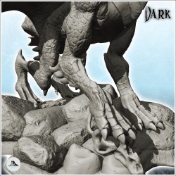 Dragon à double grandes cornes sur rocher (13)