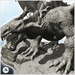 Dragon posé sur terrain rocheux à cornes (14)