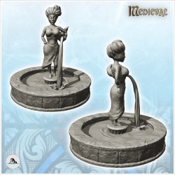 Fontaine en pierre avec statue de femme à vase (2)