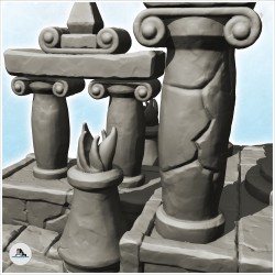 Autel à colonnes en pierre avec brasiers et symbole d'aigle (2)