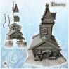 Large medieval building with high tower with exterior pipes and accessories (9)