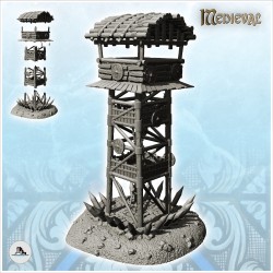 Log guard tower with wooden...