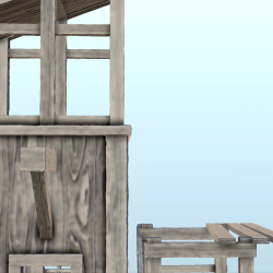 Avant poste en bois avec plateforme et porte d'accès (1)