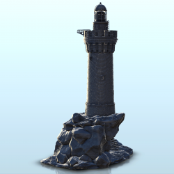 Stone lighthouse on rocky promontory with access stairs (3)