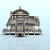 Medieval wooden pirate harbor building with floors (4)