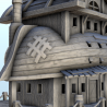 Bâtiment portuaire pirate médiéval en bois à étages (4)