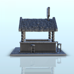 Bar extérieur pirate en bois avec chaises et toit (5)