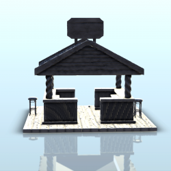 Outdoor wooden pirate bar with chairs and roof (5)