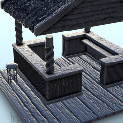 Bar extérieur pirate en bois avec chaises et toit (5)