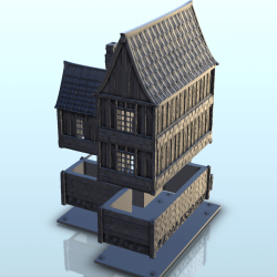 Large medieval half-timbered house with stairs and access terrace (6)