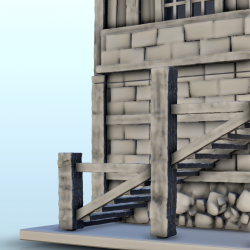 Grande maison médiévale à colombages avec escalier et terasse d'accès (6)