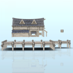 Wooden half-timbered port warehouse with quay and canopy (9)
