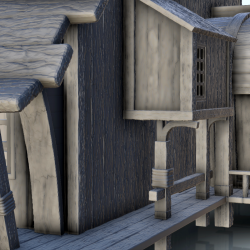 Large medieval wooden pirate building with mast and floor (8)