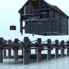 Wooden half-timbered port warehouse with quay and canopy (9)