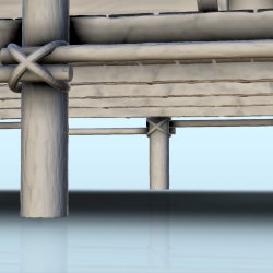 Entrepôt portuaire en bois à colombages avec quai et auvent (9)